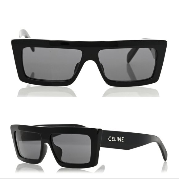 NWOT Celine CL40214U Square Sunglasses Monochrome Black - Picture 1 of 12